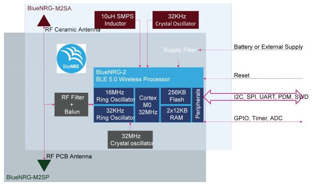 Block Diagram - STMicroelectronics BlueNRG-M2 Application Processor Modules